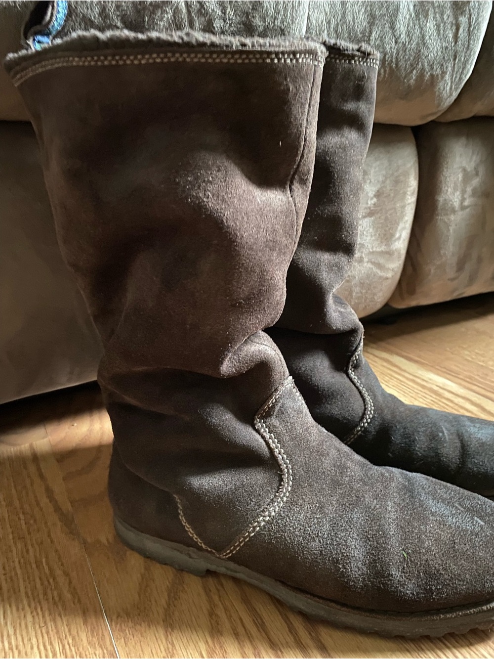 American Eagle Outfitters Brown Suede Slouch Mid-Calf Boots